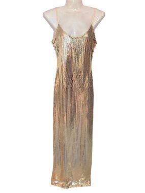 MISSGUIDED Gold Sequin Slip Maxi Dress